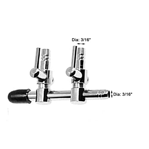 Aquarium air pump splitter, 2-Way air flow control valve,Metal stainless steel control valve for pump accessories 2Pcs