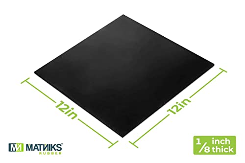 MATNIKS Neoprene Rubber Sheet, Heavy Duty, High Grade 60A, Black, 12x12-Inch by 1/8 (+/- 5%) for Plumbing, Gaskets DIY Material, Supports, Leveling, Sealing, Bumpers, Protection, Flooring - size: 1/8-inch by 12in x 12in