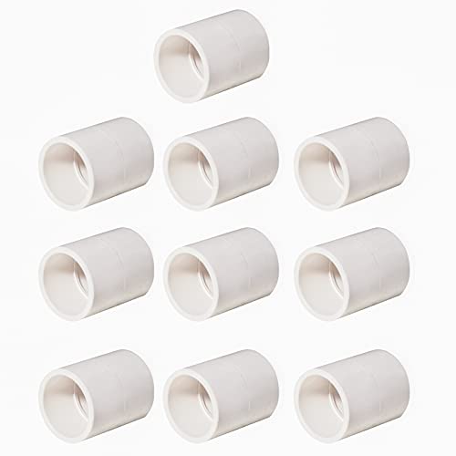 FangKingNo10pcs 1/2" PVC Pipe Coupling Adapter Pipe Fittings (Slip to Slip) Schedule 40 Easy to Install,and High Tensile for Home or Industrial Use White (Pack of 10) - size: 0.5 Inch