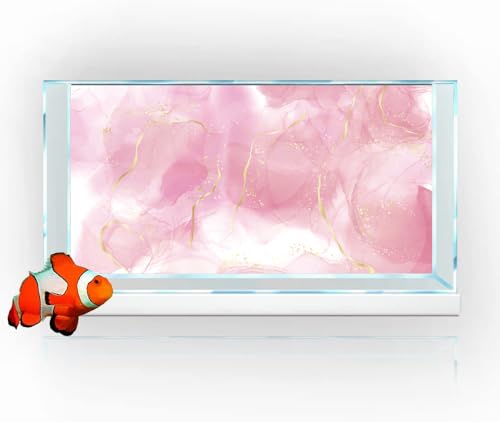 Pink Marble Aquarium Background, Art Abstract Pink Gold Line Marble Terrarium Background, Coloful Marble Glass Terrarium Background 48X20IN with 8 EVA Double-Sided Tape - color: Marble02, size: 48X20in/120X50cm