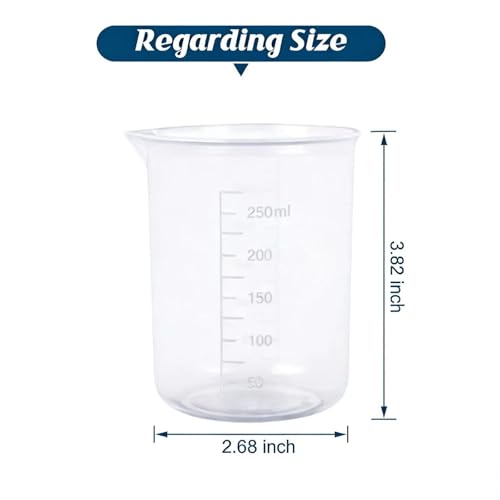 6-Pack Plastic Graduated Lab Beakers, 250ml & 300ml Mixing Measuring Cups, Transparent PP for Science, Kitchen, DIY & Education - style: 250 ML/300ML