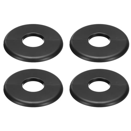 uxcell 4pcs Wall Split Flange 95mm / 3.7" OD Escutcheon Plate ABS Round Self-Adhesive Plumbing Cover Plates for 33mm / 1.3" Dia Water Pipe Faucet Decoration Accessories, Black - color: Black, size: 33mm