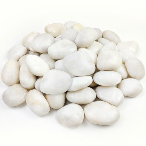 YISZM 20lbs Large River Rocks for Landscaping, 3-4" White Pebbles for Garden Design, Hand-Picked Smooth Stones for Fish Tank, Flower Pots, Indoor Water Fountains, Pathways, Backyard - color: White, size: 20 Pounds