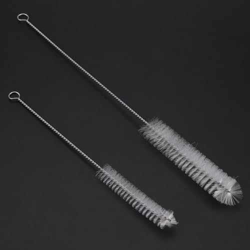 2Pcs Stainless Steel Aquarium Cleaning Brushes Wall Hook Design Flexible Tube Scrubber for Filter Pump Fish Tank