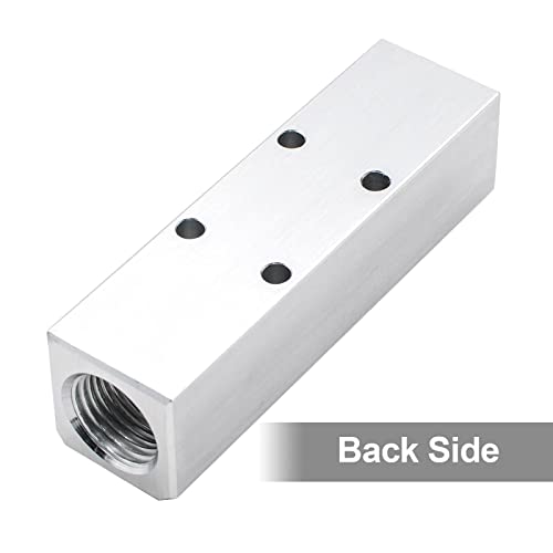 Air Manifold, 3 Way 5 Port Air Compressor Manifold, Aluminum Air Hose Inline Manifold Block Splitter, Pneumatic Manifold Air Distribution Block, NPT 1/2 Inch Supply Port, NPT 1/4 Inch Output Port - size: 1PCS 3 Way 5 Port（Silver）