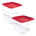 2 Pack Square Food Storage Container With Lid, 2-6 Quart Commercial Storage Box With Scale & Handle, Cake Making, Dough Marinating Meat, Kitchen Supplies (6 Quart) - size: 6 Quart-RED LID & MEASURING LINE