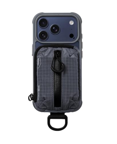 bitplay Magnetic Mini Pouch, Magsafe Compatible Phone Pouch, Tear Resistant Everyday Carry Card Holder, Key Slot with Water Repellent Zipper, Dark Grey - color: Dark Grey