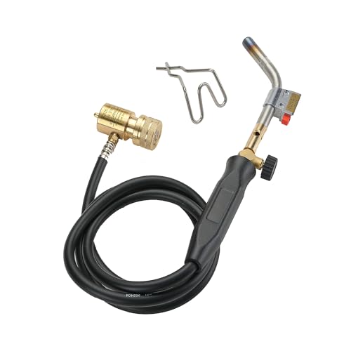 CAMPINGMOON MAPP Propane Torch Head CGA600 Interface MAP Gas Welding Torch Hose Flame Adajustable Self Ignition (4.6Ft Hose & Knob Propane MT-5110) - style: 4.6Ft Hose & Knob Propane Torch MT-5110