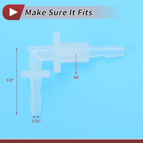 1 Set Aquarium Plastic Hose Barb Fitting 3/32" Hose ID Elbow Connectors Aquarium Tank Air Pump Hose Joints Clear PP - size: 3/32"-M6