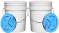 House Naturals Food Grade 5 Gallon Made in USA Plastic Bucket with Air Tight Screw on Lid (Pack of 2) (White Buckets with Aqua Lids) - color: White Buckets With Aqua Lids