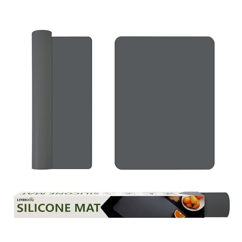 Silicone Mat for Kitchen Counter, Silicone Mat Trimable to Size (Dark Gray, 15.7×11.8inch-2pcs), BPA-Free Silicone Placemat, Heat-Resistant NonSlip Table Mat for Air Fryer, Countertop Protector Mat - color: Dark Gray, size: (M1 - 15.7''x 11.8‘’x 0.04'')