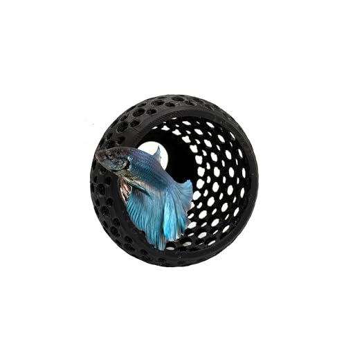 Betta Bulb Hide 2.0 | Betta Rest Fish Tank Ornament Large | Aquarium Cave with Suction Cup for Small Fish Tank, Betta Habitat, Shrimp Hideout, Aquatic Decor Large (Stealth Black) - color: Stealth Black