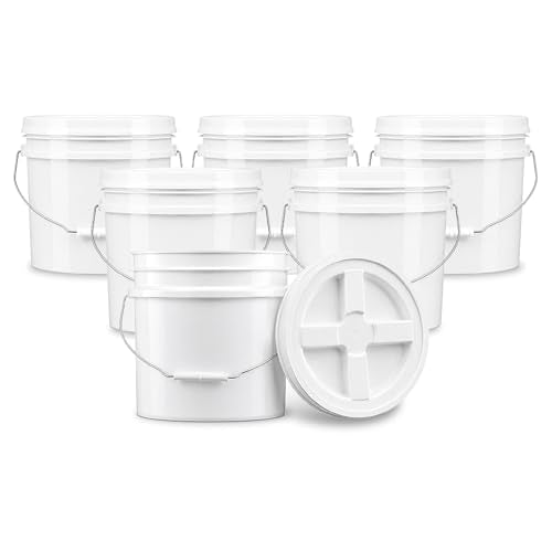 ePackageSupply 3.5 Gallon Bucket with Lid - Food Grade Bucket with Airtight Gamma Seal Screw-On Lid, 90 Mil Heavy Duty HDPE Plastic, BPA Free, for Bulk Food Storage, Made in USA - White, 6 Packs - color: White, size: 6 Packs