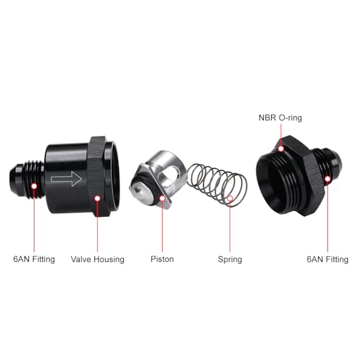 6AN Non Return One Way Inline Check Valve Fitting Aluminum Black - size: 6AN