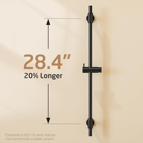 KES 30-Inch Matte Black Shower Slide Bar with Adjustable Handheld Shower Head Holder for Bathroom Wall Mount 18/8 Stainless Steel, F209S78-BK - color: Matte Black, style: 30.7-Inch+Drill Mounted