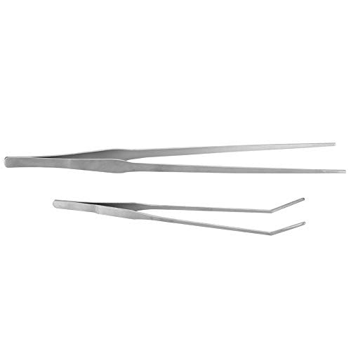 Fish Tank Aquarium Water Plants Planting Clip Stainless Steel Tweezers Cultivate Tool - Rust Durable Design, Straight and Elbow Tweezers for Aquascaping