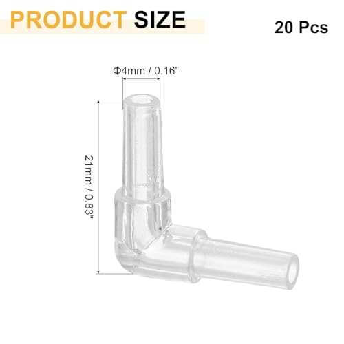 uxcell 20Pcs Aquarium Air Valve Connectors, Plastic Inline Tubing L-Shaped Non-Return Valves for 4mm ID Airline Tubing Fish Tank Pond Air Line, Clear
