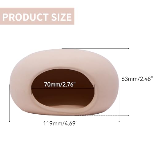 Saim Aquarium Decorations Ceramic Cave, Betta Fish Tank Accessories for Shrimp Cichlid Hiding Breeding Small Fish Bowl Hide Ornaments Betta Toys Hideout House - Natural Color