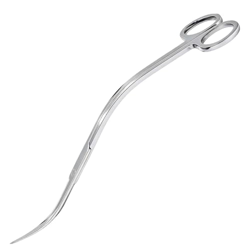 Extra Long Curved Aquarium Scissors, Stainless Steel Tools for Trimming Aquatic Plants, Professional Wave Scissors for Fish Tank, Aquarium & Terrarium, Ambidextrous Design