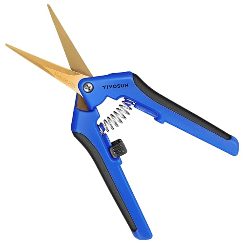 VIVOSUN 6-Pack 6.5 Inch Gardening Scissors Hand Pruner Pruning Shear with Titanium Coated Curved Precision Blades - style: Blue Curved Blade