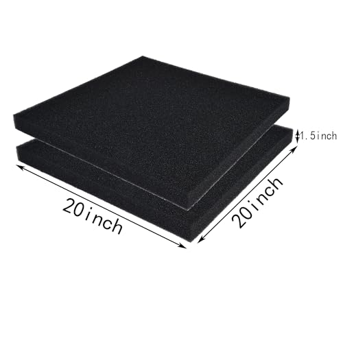 Hipanda 2 Pack Aquarium Bio Filter Sponge Pad 20"x20"x1.5",30PPI, Bio Filter Media Foam Pad Sponges, Cut-to-Size Open Cell Foam Sheet for Fish Tank - size: 20“x20"x1.5" (30PPI) 2 Pack