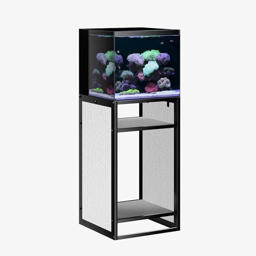 LANDEN Washed Oak Wood Metal Frame Stand, Three-Shelf for Fish Tanks up to 20 Gal, CLX45-45x45x80cm (17.7x17.7x31.49 in), for Fish Tanks and Reptile Terrariums, Home & Office Use - color: Washed Oak Wood, size: W17.7 x D17.7 x H31.5 in(45X45X80cm)