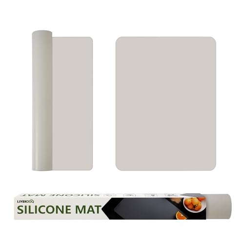 Silicone Mat for Kitchen Counter, Silicone Mat Trimable to Size (Light Grey, 15.7×11.8inch-2pcs), BPA-Free Silicone Placemat, Heat-Resistant NonSlip Table Mat for Air Fryer, Countertop Protector Mat - color: Light Grey, size: (M1 - 15.7''x 11.8‘’x 0.04'')