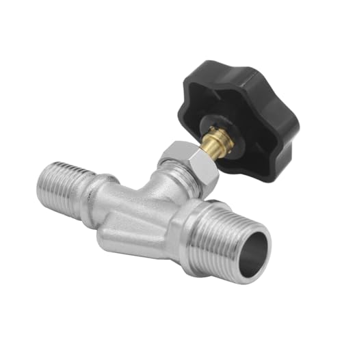 Joywayus 1/4" NPT x 3/8" NPT Male Thread Adjustable Needle Valve Brass Nickel Plated Anti-Rust Reduce Flow Control Straight Connection - size: 1/4"×3/8"
