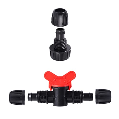 1/2 inch Irrigation Tubing Fittings For (1/2" ID x0.6-0.63" OD) 16mm Drip Tubing Barbed Locked Connectors-2 US Standard 3/4" to 1/2" Faucet Adapters,1 Switch Valve - size: 1/2 inch Irrigation Fittings kit - B