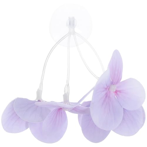 Kisangel Realistic Aquarium Plastic Plants 3.34X2.95X2.75In Artificial Pond Plants Fish Tank Decorations for Betta Fish Tank Accessories Easy to Clean Durable - color: Violet