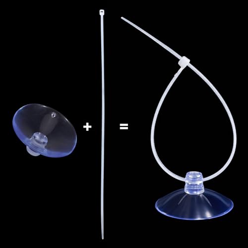 30PCS Aquarium Suction Cups 35mm Mini Suction Cups with 50PCS Adjustabletransparent Zip Ties Fish Tank Suction-Cups Small Sea Sucker Suction-Cup for Plants, Planter, Binding Moss, Window