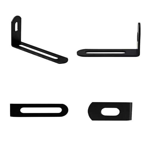 20Pcs 2.6"x1.3"x0.6"Adjustable Right Angle Brackets, Slotted L Bracket Metal 90 Degree Corner Fastener L-Shape Corner Brace Support Black Shelf Bracket - size: 2.6"x1.3", style: BLACK/20PCS