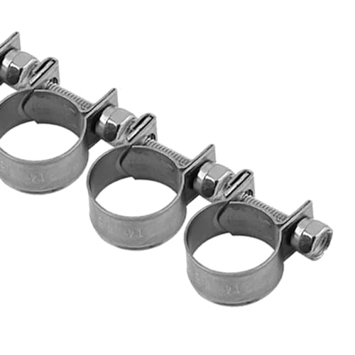 10pcs Stainless Steel Hose Clamps – Adjustable 6-20mm Fuel Line Pipe Clips for Air, Water, Silicone & Fuel Hoses (14-16Mm) - size: 14-16Mm