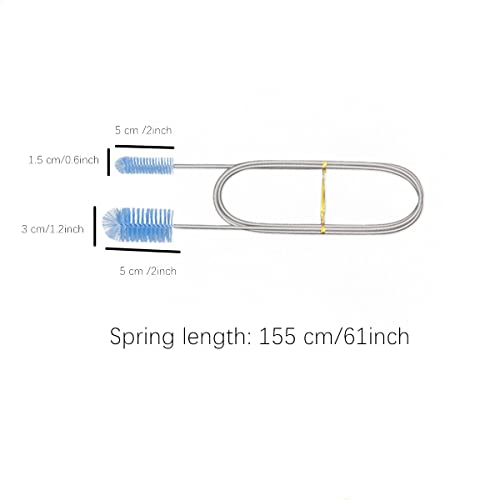 Aquarium Filter Hose Brush, Stainless Steel Long Tube Cleaning Brush, Nylon Tube Brush for Fish Tank, Home Kitchen, Glasses Drinking Straws