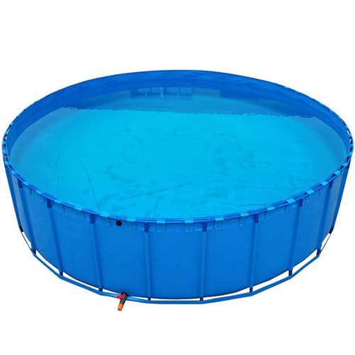 Portable PVC Fish Pond Tarp with Drain Valve - Foldable Water Storage Pool for Koi, Saltwater Fish, & Aquatic Life - Temporary Outdoor Holding Tank - size: 2X0.6m