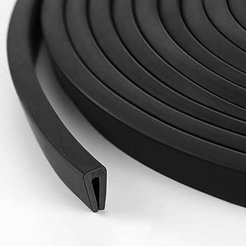 Kingdder Rubber Edge Trim 1/8" U Channel Sheet Metal Edge Protector Door Seal Strip Guard Weather Resistance Fits for Car Doors Steel Plates Glass Hatches Table Corners(20 Feet Long, Black) - size: 20 Feet