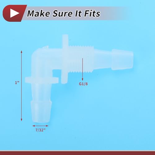 1 Set Aquarium Plastic Hose Barb Fitting 7/32" Hose ID Elbow Connectors Aquarium Tank Air Pump Hose Joints Clear PP - size: 7/32"-G1/8