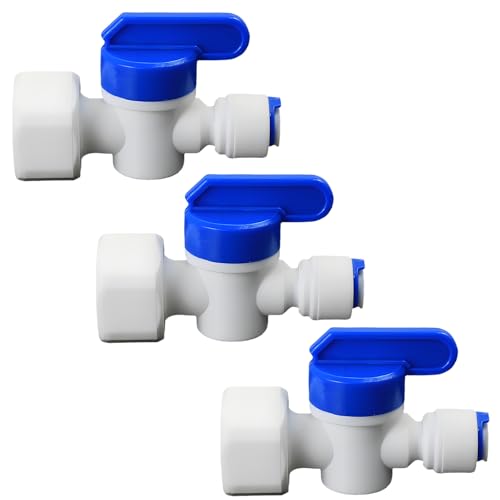 1/2"F to 1/4" Tube Push-Fit Ball Valve, 3 Pcs | Quick-connect adapter switch for RO reverse osmosis water filter systems, beverage dispensers & water purifiers. - size: 1/2"FPT to 1/4" QC Ball Valve