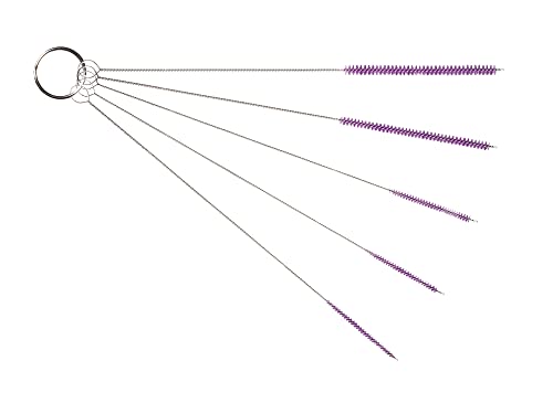 10" Tube Brush Set - 5-Pack Small Detail Cleaners Purple | Anti-static durable nylon bristles, Flexible wire reaches tight cracks, Safely clears dust from keyboards and cooling fans - color: Purple, size: Small 5 Pack (2mm 3mm 4mm 5mm 6mm)
