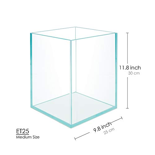 Nano Tall Rimless Frameless Extra Clear Glass Aquarium, Low Iron Glass Tank, 5mm Glass, White Leveling Mat Included, w/Lids Options - size: 5 GAL 9.8x9.8x11.8 in