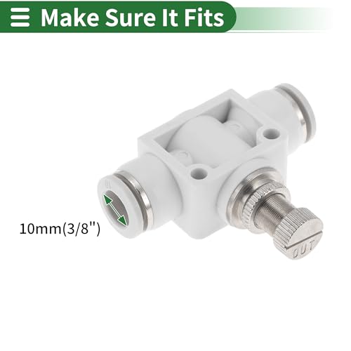 Push to Connect Air Fittings 3/8" Air Flow Control Valve Plastic 5 Pcs White Silver Tone - size: 10mm/3/8"