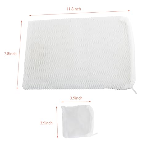 DGZZI 4PCS Fish Tank Filter Bags Reusable Media Mesh Bags with Zip Ring Bags for Aquarium Fish Tank Filter Material White