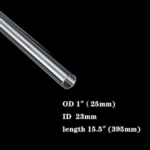 Clear Rigid Acrylic Pipe Tube 1"(25mm) OD x 2mm Wall Thickness 15.5" Length Round DIY Chemical Resistant High Impact PMMA Tubing for Lamps and Lanterns, Water Cooling System (10 Pcs) - size: 1 Inch