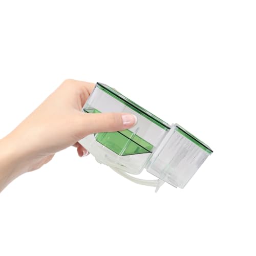 DOITOOL Pneumatic Hatching Box Aquarium Isolation Tank for Fish Fry Nursery Transparent Fish Tank Fry Box with Self-Guided Circulation for Home Aquatic Pets - color: Green, size: 13X9.5X11CM