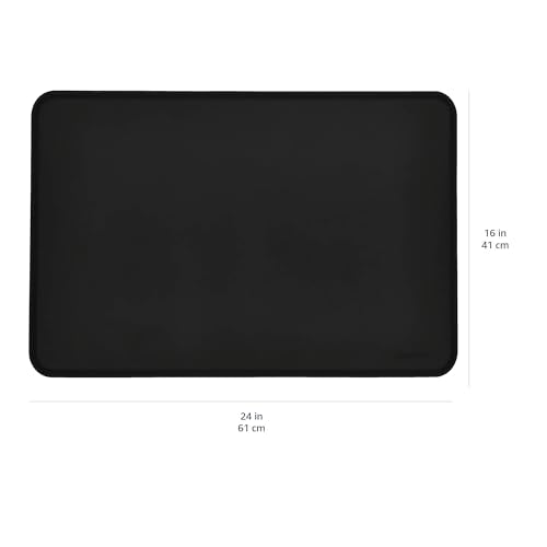 Amazon Basics Waterproof Non-Slip Silicone Pet Feeding Mat with Raised Edges, Prevents Spills, Easy to Clean, Protects Floors for Cat & Dog Food and Water Bowls, 24 x 16 Inches, Black - color: Black, style: 24" x 16"