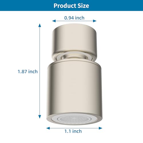 Hibbent NSF/ANSI/CAN 61 Certified Faucet Aerator, 360° Swivel Kitchen Sink Aerator, CUPC Certification 2-Flow Sink Sprayer Attachement, Faucet Replacement Part 55/64 Inch Female Thread, Brushed Nickel - color: Brushed Nickel, style: Classic 360 Degree Fau