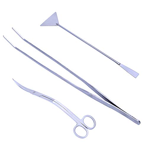 Stainless Steel Fish Tank Cleaning Starter Kit Aquarium Curved Tweezer Scissors Spatula Tools - 48cm Tweezers - size: 48cm Tweezers