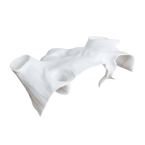 Saim Aquarium Cave Decor – 3D Printed Fish Hideout Tunnel for Betta, Guppy & Corydora Catfish – Natural Curved Shrimp Hideout with Multi-Hole Design Fish Tank Underground Corner Cave (White, Medium) - color: White, size: Medium