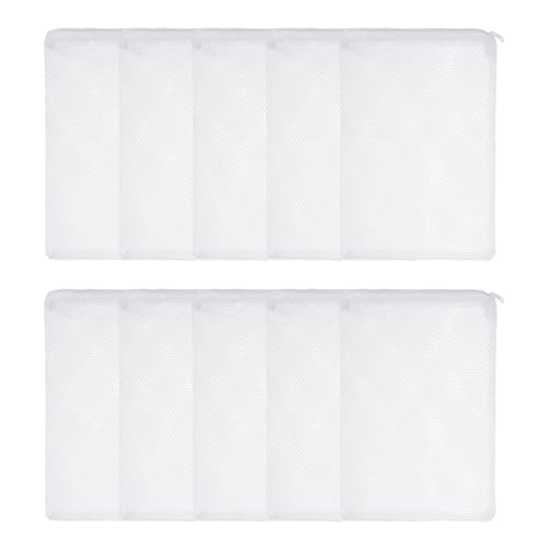 Aquarium Filter Media Bags, Fish Tank Fine Mesh Bag with Zipper Reusable Versatile 6 x 4 Inch, (White, 10Pcs), Intended for Fish Tank/Aquarium/Pond/Activated Carbon/Ceramic Rings - color: white, size: 6 x 4 in