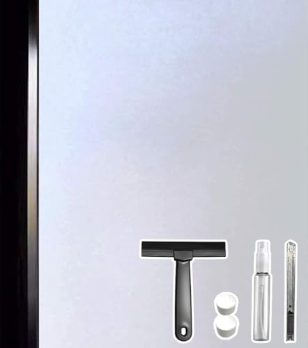 DUOFIRE Privacy Window Film Frosted Glass Film Matte White Static Cling Glass Film No Glue Anti-UV Window Sticker Non Adhesive for Privacy Office Meeting Room Bathroom Living Room DS001W 23.6x157.4in - color: Matte White, size: 23.6 x 157.4 in